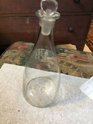 18th Century Hand Blown Tapered Wine Decanter Open Pontil 8 Inches Tall