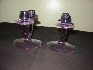 1930 s Pair Fostoria Glass Art Deco Wisteria Double Candlesticks Elegant Glass 4