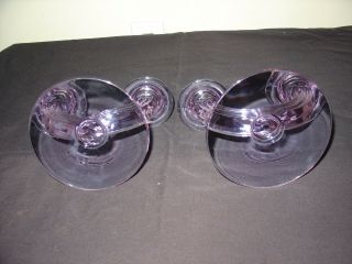 1930 s Pair Fostoria Glass Art Deco Wisteria Double Candlesticks Elegant Glass 5