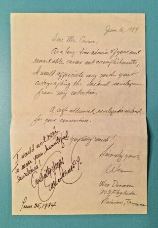 Enrico Caruso,  Jr.  Signed Note To Fan Dated June 25,  1984 - Autograph