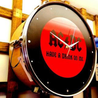 Acdc Upcycled Drum Clock.