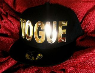 Madonna Vogue Blond Ambition Tour Era Mirror Stud Snap Back Black Hat Promo Cap