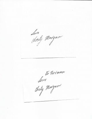CHESTY MORGAN WHAT A CHEST SIGNED 3X5 CARDS 2 FOR 1 PRICE SHE 76 WITH/COA/RARE/ 2