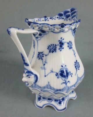 Royal Copenhagen First Quality Blue Fluted Full Lace Milk Pitcher 1140