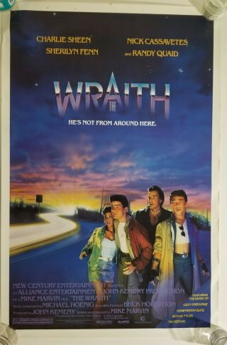 Vintage 1982 The Wraith One Sheet Movie Poster Charlie Sheen Randy Quaid Fenn
