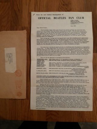 Beatles 1963 2 Fanclub Letters Concert Engagement List 1963,  Mailer