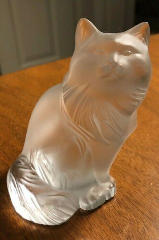 Lalique Seated Heggie Cat Figurine Persian Lovely Great Gift For Cat Lover