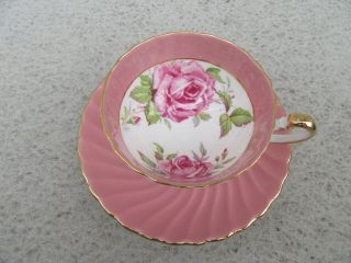 Aynsley China Pink Cabbage Rose Cup And Saucer - Large Roses