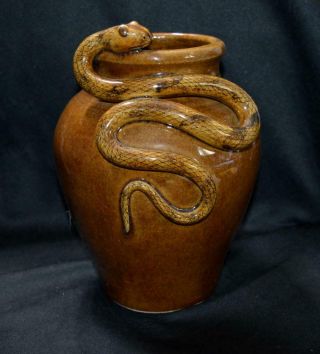 Rare Otis Norris Pottery Snake Vase - Signed