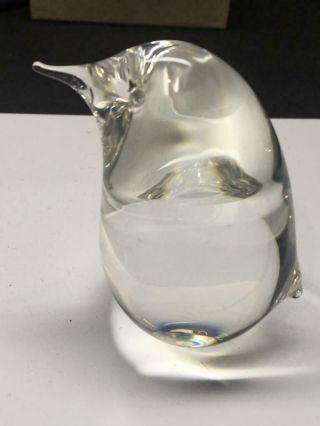 Rare Steuben Glass Sparrow Bird Hand Cooler Crystal Paperweight Signed W/box Bag