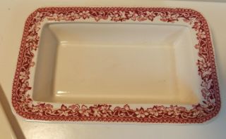 HTF Franciscan VISTA Pink Red Transferware Covered Cheese Butter Dish England 3