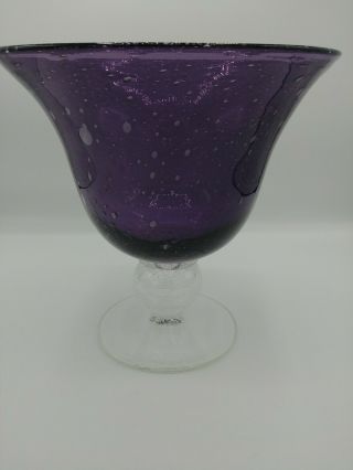 Stunning Purple Blown Glass Bowl/vase No Chips Or Cracks