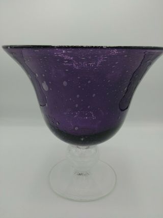 Stunning Purple Blown Glass Bowl/Vase No chips or cracks 2