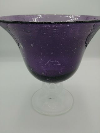 Stunning Purple Blown Glass Bowl/Vase No chips or cracks 5