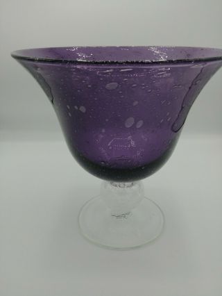 Stunning Purple Blown Glass Bowl/Vase No chips or cracks 7