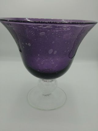 Stunning Purple Blown Glass Bowl/Vase No chips or cracks 8