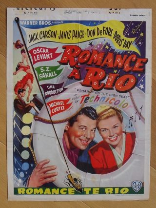 Romance On The High Seas Doris Day Belgian Movie Poster 