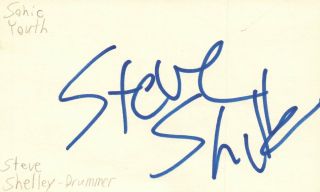 Steve Shelley Drummer Sonic Youth Rock Band Music Autographed Signed Index Card