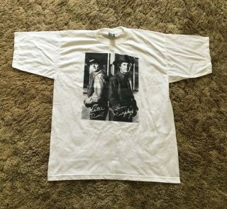 White Cotton T - Shirt With Image Of Pete Duel & Ben Murphy,  Alias Smith & Jones