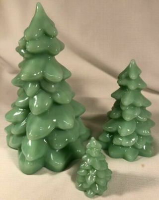 Mosser Glass Christmas Tree Set Of 3 Jadeite