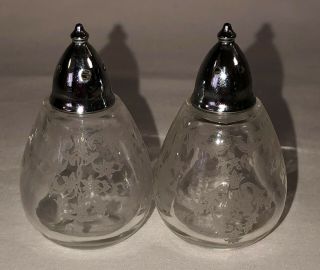 Fostoria Navarre Crystal 2 1/2 " Individual Salt & Pepper Shakers 2363 1