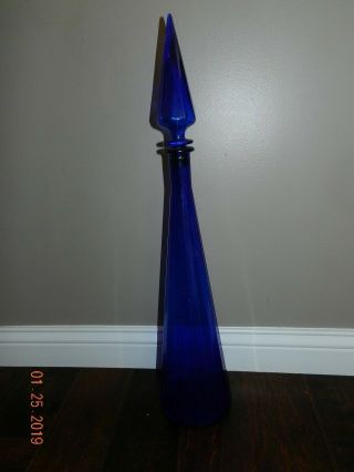 Cobalt Blue Mid Century Modern,  Unique And Decorative Glass Decanter