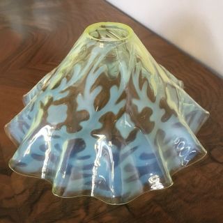 Patterned Art Nouveau Vaseline Glass Light Lamp Shade Powell Walsh A/f