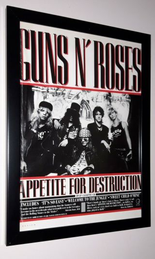 Guns & Roses - Framed Press Release Promo Poster For Appetite