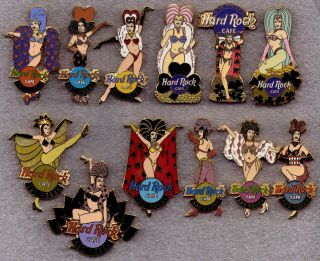 Hard Rock Cafe Las Vegas Complete Set Of 12 " Playing Cards Showgirls " (le) Pins