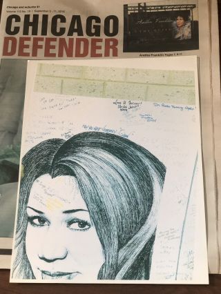 Aretha Louise Franklin (qos) Memorabilia Defender News Paper And Wall Portrait