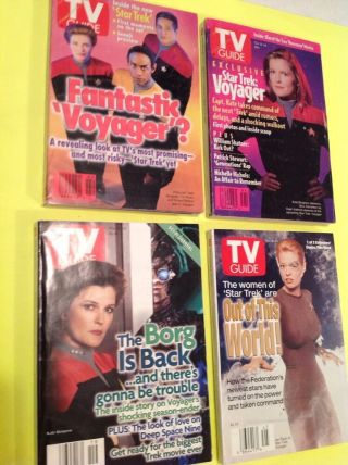1994 - 1997 Tv Guide 4 Issues Star Trek Voyager Kate Mulgrew Jeri Ryan Borg