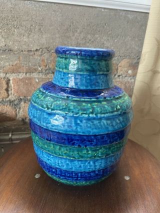 Bitossi Rosenthal Netter Vase Rosenthal Aldo Londi Rimini Blue Style Ceramic