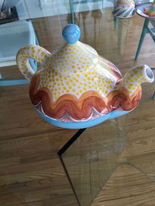 Mackenzie Childs Taylor,  Brittany Retired Pattern,  Large Hand Painted Teapot