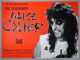 Alice Cooper - Rare Birmingham Odeon 1986 Constrictor Concert Poster