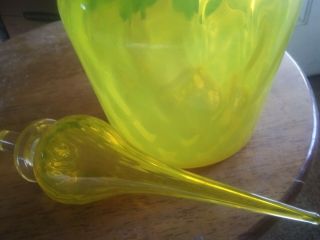 Vaseline Handblown Bottle with a Stopper 12 ' H and with Lid is like 16 ' 3