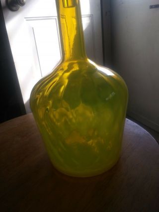 Vaseline Handblown Bottle with a Stopper 12 ' H and with Lid is like 16 ' 6