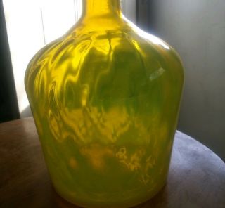 Vaseline Handblown Bottle with a Stopper 12 ' H and with Lid is like 16 ' 7