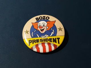 Vintage 1984 Bozo The Clown For President Pinback Larry Harmon Pictures Button