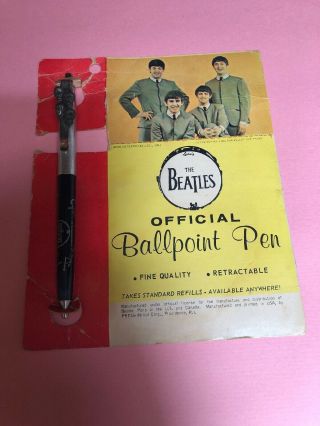 Rare 1964 The Beatles Ink Pen With Autographs Metal Likeness Nems (b1)