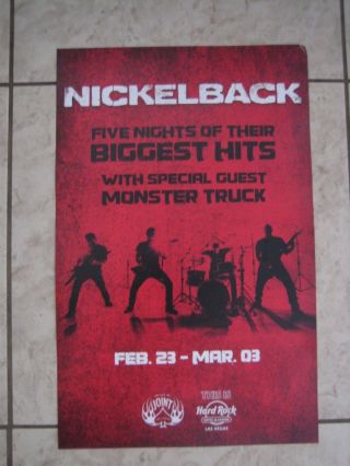 Nickelback Las Vegas Joint Concert Poster Hard Rock Hotel Casino 2018 Tour Rare