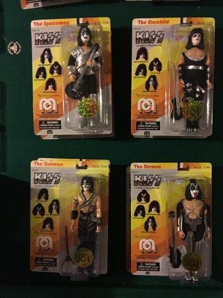 Mego Kiss Set Of All 4 Figures (ace,  Peter,  Paul,  Gene) All On Matching Cards