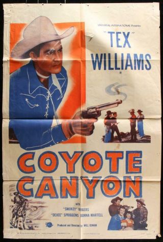 1949 Release 27x41 One Sheet Poster Coyote Canyon Tex Williams Western