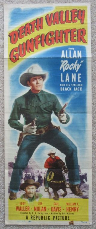 Death Valley Gunfighter 1949 Insrt Movie Poster Fld Allan Rocky Lane Vg