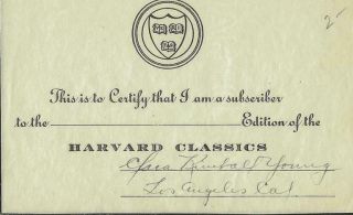 Clara Kimball Young Signed Vintage 3x5 Harvard Classics Card Jsa