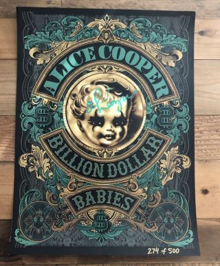Alice Cooper - Signed - Billion Dollar Babies Poster /500