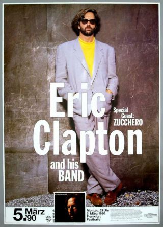 Eric Clapton - Rare Vintage Frankfurt 1990 Journeyman Concert Poster