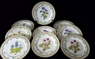 Set Of (9) Georges Briard Victorian Gardens Salad Plates