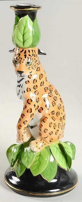 Lynn Chase Jaguar Jungle Figurine Candlestick Holder 5485733