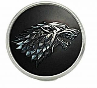 Game Of Thrones House Stark Wolf Logo Glass Domed Metal Pin