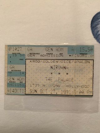1991 Nirvana Concert Ticket Stub 10 - 27 - 91 The Palace In Los Angeles Ca